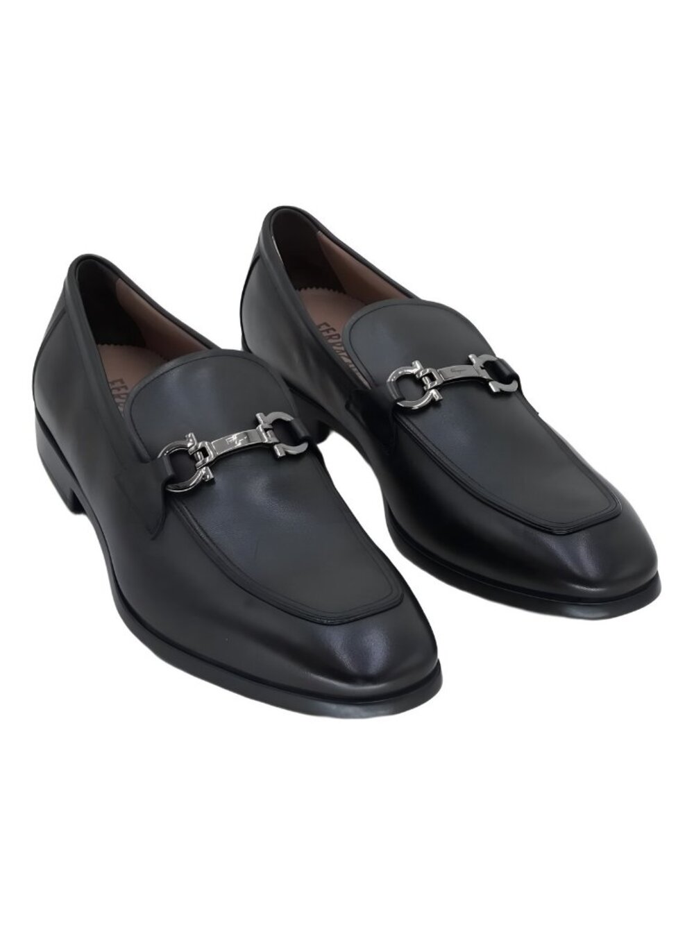 Ferragamo Men's Foster Grained Leather Gancini Bit Loafers Nero Size 12 E